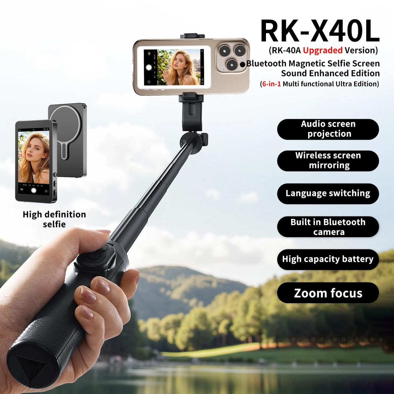 Pantalla de Selfie Magnética Inalámbrica para Smartphone