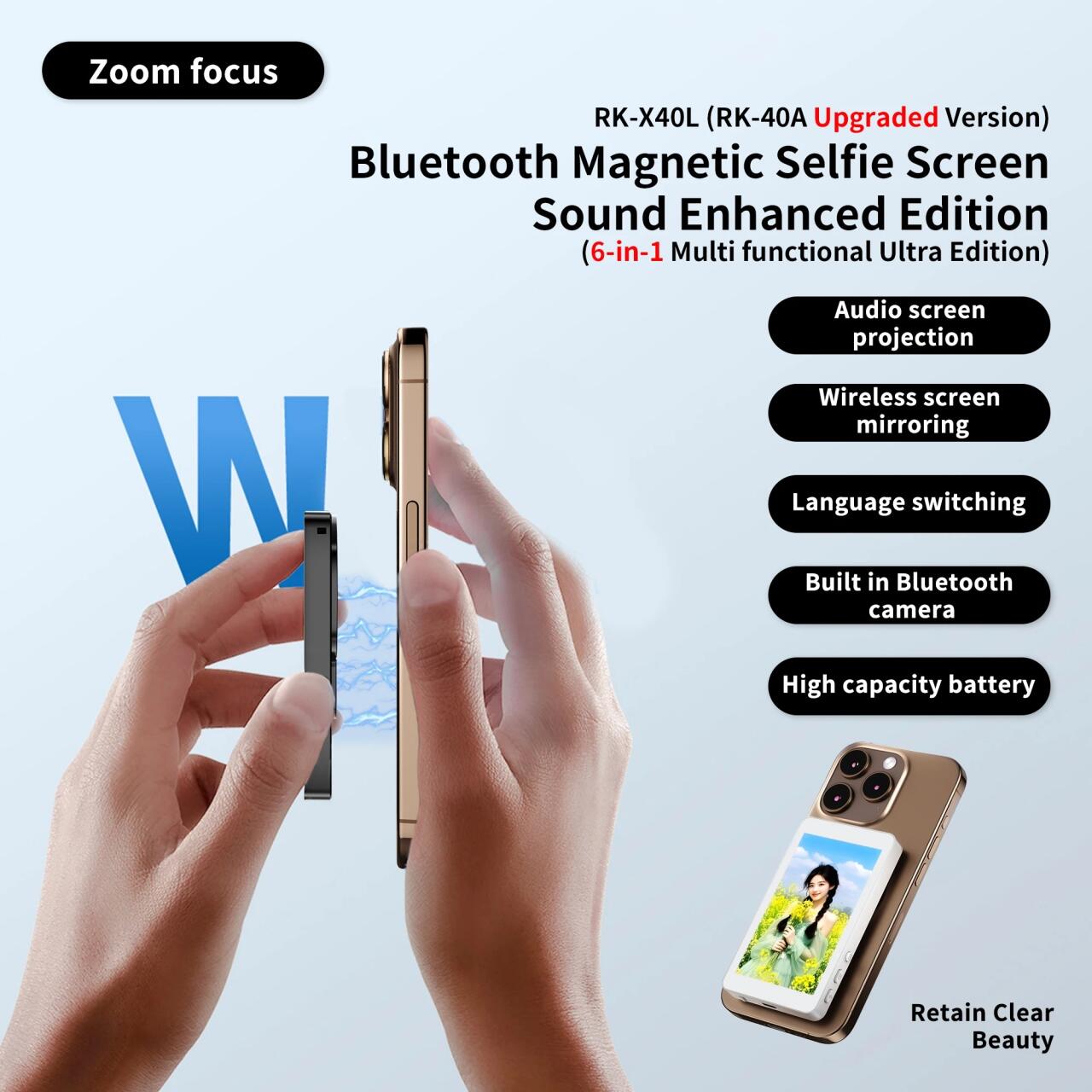 Pantalla de Selfie Magnética Inalámbrica para Smartphone